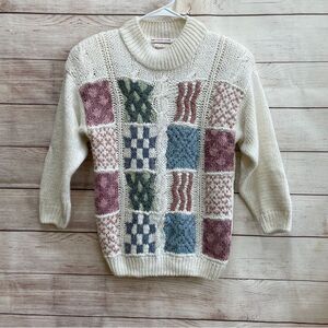 VINTAGE HUNTINGTON RIDGE HAND‎ KNIT PATCHWORK SWEATER